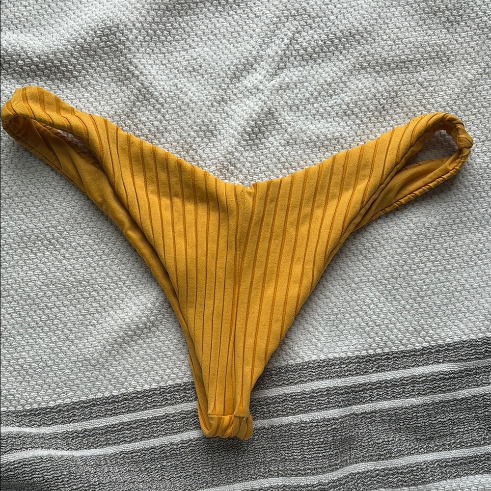 Yellow Ribbed Bikini Bottom - Picture 3 of 3